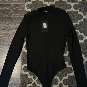 Fashion Nova Black zip up Bodysuit , brand new